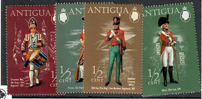 Antigua; Scott 262, 274, 283, 329; 1970-1974; Unused; NH