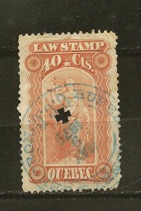 Canada Quebec QR18 40 Cent PM 1879 Law Stamp Used