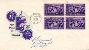 FDC 1939 SC #855 IOOR Cachet - Cooperstown NY - Block Of 4 - F77328