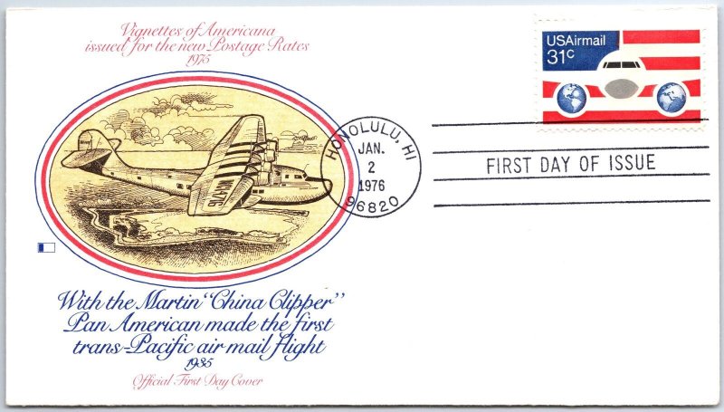 US FIRST DAY COVER AIRMAIL 31c C90 CANCELLED HONOLULU HAWAII FLEETWOOD CACHET