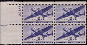 US #C27 10 TRANSPORT MNH UL PLATE BLOCK #22756 DURLAND $6.00