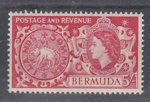 Bermuda - 1953 QEII 5sh key stamp Sc# 160 - MNH (149)