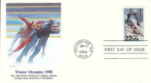US FDC Sc # 2369 1988 Winter Olympics with Fleetwood cachet - US 8241