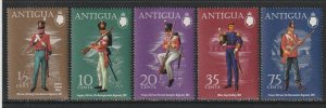 1972 Antigua - Sc 283-7 - MNH VF - 5 single - Military Uniforms