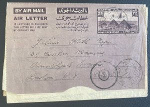 1945 Port Said Egypt Air Letter Postal Stationery Cover To London England