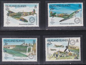 Falkland Islands # 515-518 & 519, Spitfire Airplanes, NH, 1/2 Cat.