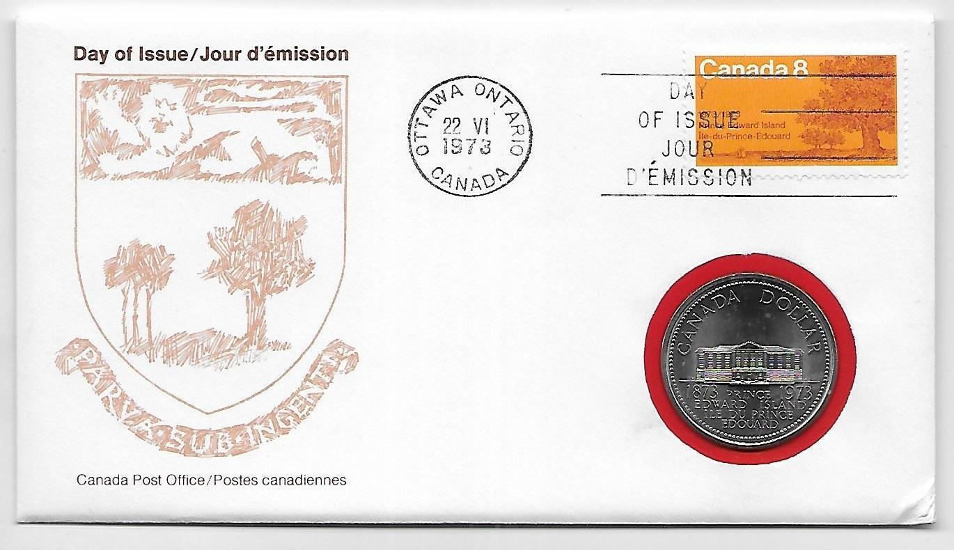 Canada Coin Cover 100th Prince Edward Island 1 Canadian Coin and FDC