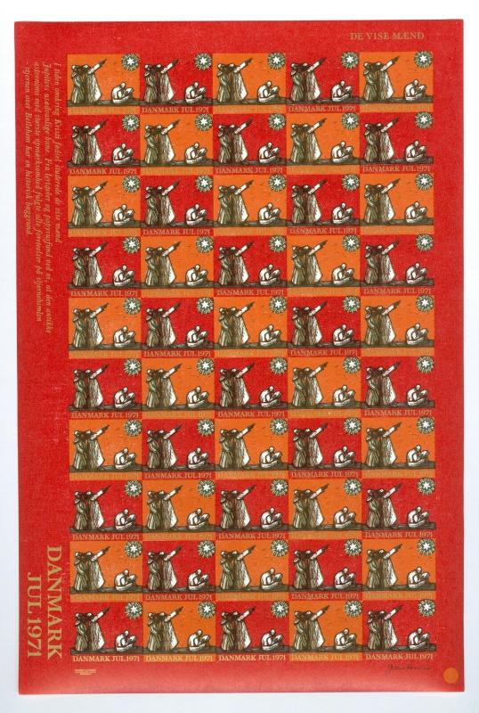 Denmark. Christmas Seal 1971. Comp. Set 7 Sheet. Scale/Proof Print. Imperforated