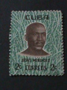 CUBA-1961-SC#666-JESUS MENENDEZ, LEADER OF SUGAR INDUSTRY-MLH-VF-63 YEARS OLD