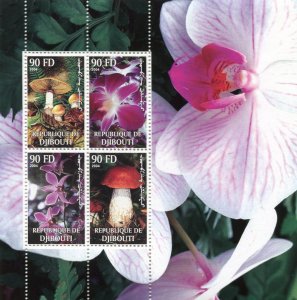 Djibouti 2004 MUSHROOMS & ORCHIDS Sheet Perforated Mint (NH)