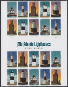 US 5625b Mid-Atlantic Lighthouses F header gutter block 20 MNH 2021