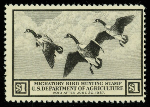 United States #RW3 Mint nh fine   Cat$325 1936, $1 Canada Geese