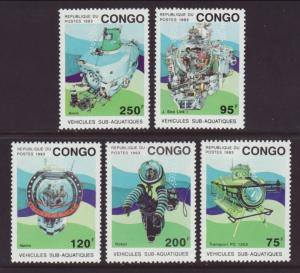 Congo 1022-1026 Submarines MNH VF