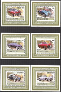 {404} Mozambique 2009 History of Roadway III Cars 6 S/S Deluxe MNH**