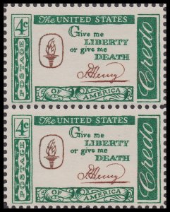 US 1144 American Credo Patrick Henry 4c vert pair (2 stamps) MNH 1961