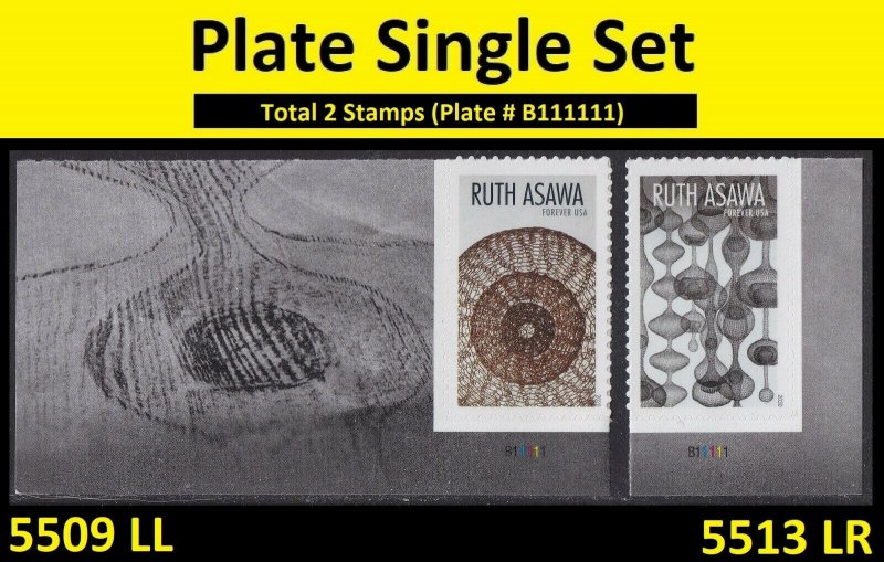 US 5509 5513 Ruth Asawa F plate single set 2 B11111 MNH 2020