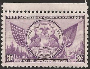# 775 MINT NEVER HINGED MICHIGAN CENTENARY