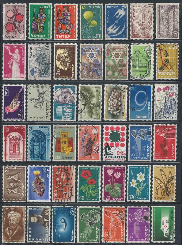 Israel ~ Lot of 42 Different Stamps ~ Mixed Condition ~ cv 9.00+