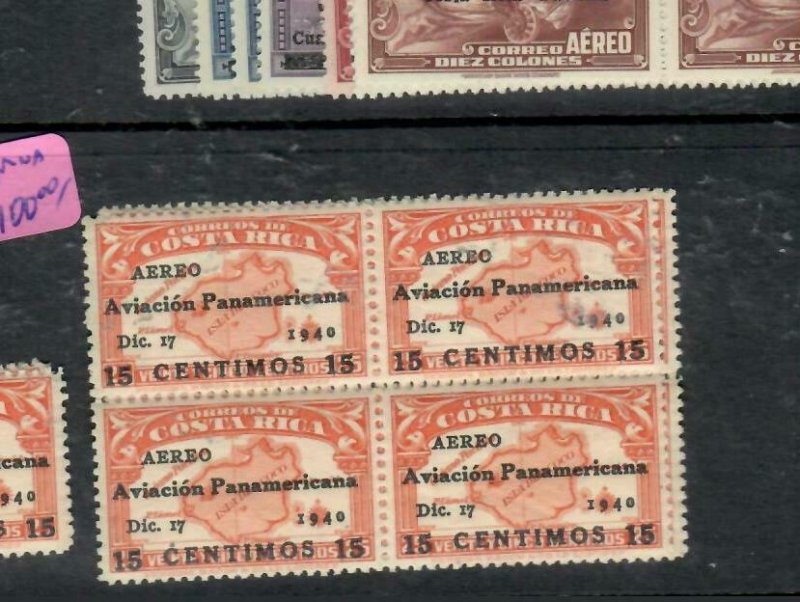 COSTA RICA (P0301B)  A/M 1941 SC C56 VAR OVPT ON 25C    BL OF 4   MNH