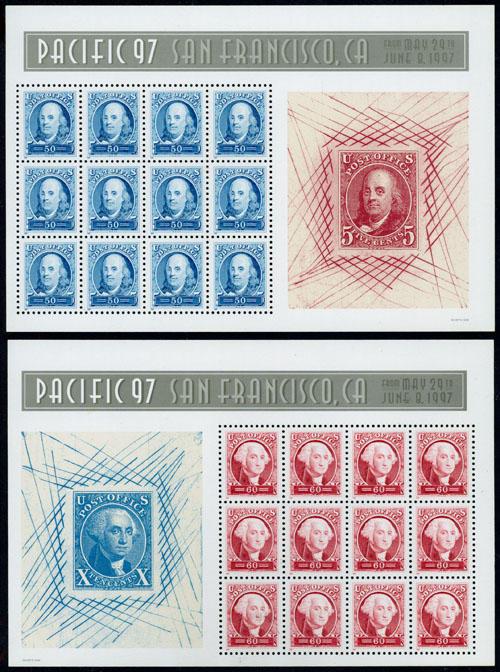 Sc 3139 & 3140  Pac '97 Washington-Franklin Sheet Set, MNH
