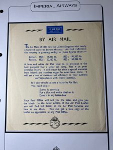 1934 British GPO Air Mail Information Advertisement Sheet Statistics English