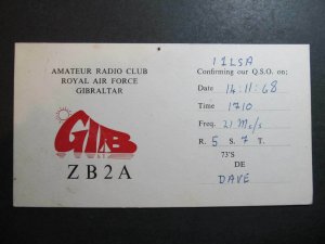 1968 Royal Air Force Gibraltar 10261 Amateur QSL Card-