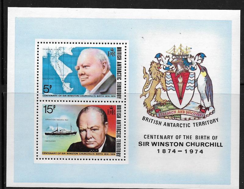 BRITISH ANTARCTIC TERRITORY, 63A, MNH, SS, SIR WINSTON CHURCHILL