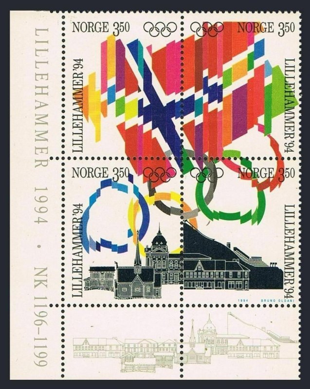 Norway 1053-1058,MNH.Michel 1145-1150. Olympics Lillehammer-1992,Flags,Rings,