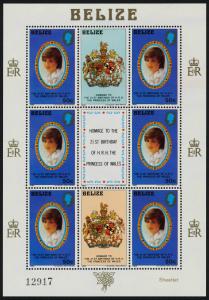 Belize 621-3 Sheets MNH Princess Diana 21st Birthday, Royalty