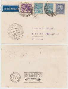 BRAZIL 1934 GRAF ZEPPELIN LZ127 Sieger 269A CARD RIO TO LORCH WURTEEMBERG F,VF 