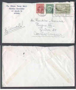 Canada-covers #6396 - 10c Great Bear Lake+1c+4c KGVI war-15c airmail to Czechos