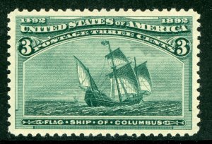 USA 1893 Columbian 3¢ Santa Maria Ship Welcoming Scott #232 MNH F962