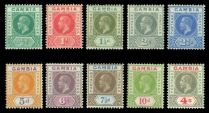 GAMBIA 1921-22  KGV - King GEORGE V complete set  Scott # 87-96  mint MH