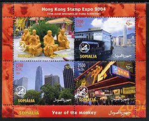 SOMALIA - 2004 - Hong Kong Stamp Expo - Perf 4v Sheet - MNH - Private Issue