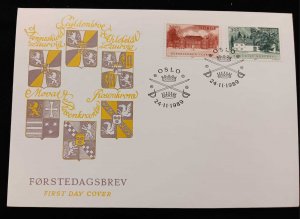 D)1989, NORWAY, FIRST DAY COVER, ISSUE, RESIDENTIAL HOUSES, LARVIK, ROSENDAL. FD