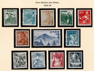 Japan # 425-436, Definitives, Mint Hinged, 1/2 of Hinged Cat.