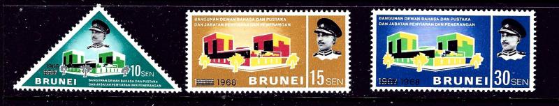 Brunei 144-46 MNH 1968 set with date overprinted