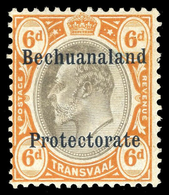 Bechuanaland 1910 KEVII 6d black & orange Postal Fiscal MLH. SG F1. Sc 81. 