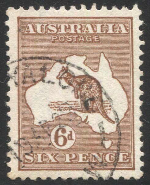 AUSTRALIA 1923  6d Kangaroo, Sc 49  Used F-VF