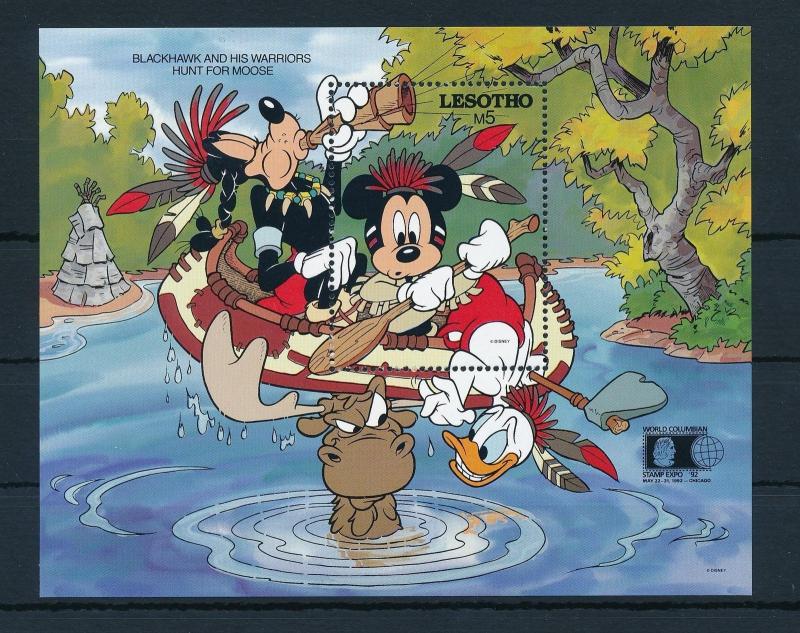 [22318] Lesotho 1992 Disney Characters as Indians MNH