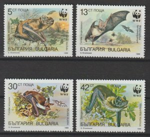 BULGARIA 1989 WWF SG 3593/96 + MS 3596U MNH