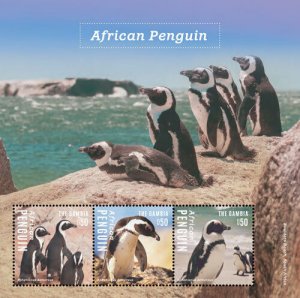 Gambia 2014 - African Penguin - Sheet of 3 stamps - Scott #3561 - MNH
