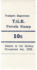 (I.B) Australia - Tasmania Railways : Parcels Stamp 10c