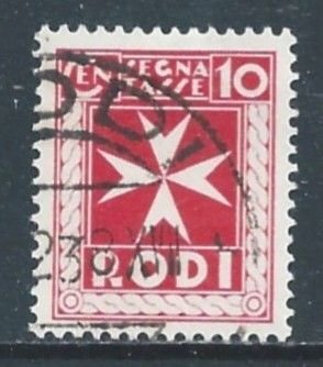 Italy-Rhodes #J2 Used 10c Maltese Cross Postage Due