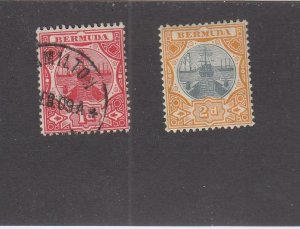 BERMUDA (MK6395) # 35-36 VF-MLH/USED 1-2d 1906-10 DRY DOCK / CARM & ORANGE-GRAY