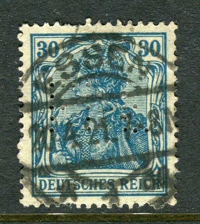 GERMANY; Early 1900s Germania issue fine used value + PERFIN , 30pf.