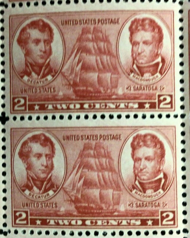 791 Stephen Decatur and Thomas MacDonough MNH 2 c Sheet of 50   1937