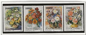 Yugoslavia 1993 Flower Arrangements  set of 4 sg.2871-4   MNH