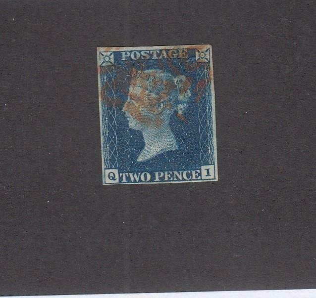 GB SG # 4 VF- IMPERF 2d DEEP BLUE WITH RED MX CAT VALUE $1480