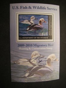 RW76b, $15 Long-tailed Duck and Decoy, MNH Souvenir Sheet of 1, Beautiful Duck